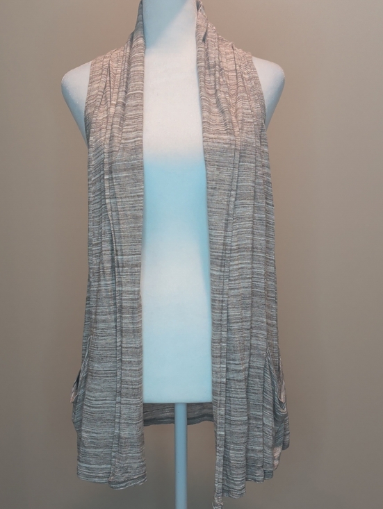 New York & Company Sweaters - New York & Company Lt Heathered Beige and Brown Open-Front Sleeveless Cardigan